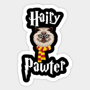 Hairy Cat Pawter Funny Hairy Paw Cat Lover Cute Hairy Cat Head Sticker